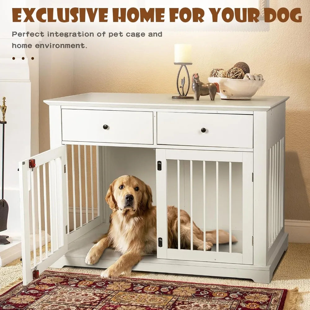 44 Inch Large Multi-functional Wooden Dog Kennel