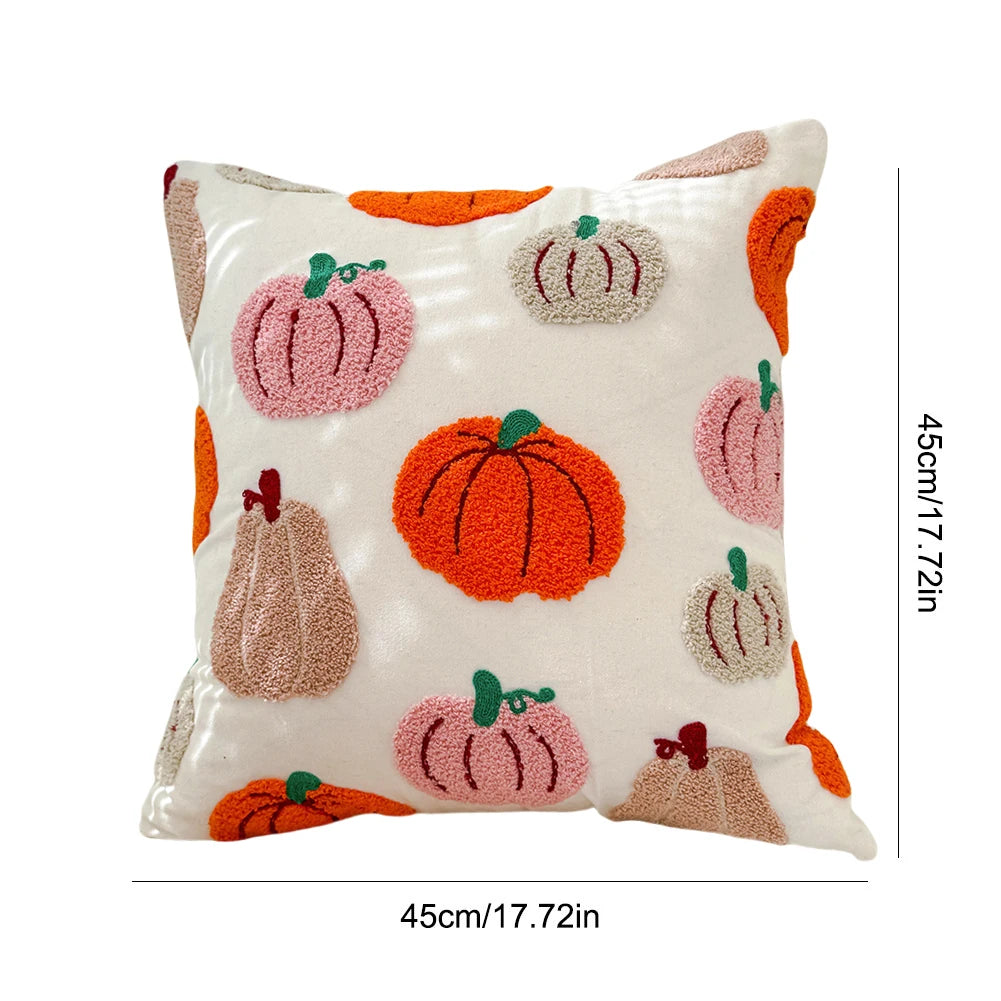 Embroidered Ghost Pumpkin Throw Pillow Covers - Set of 2
