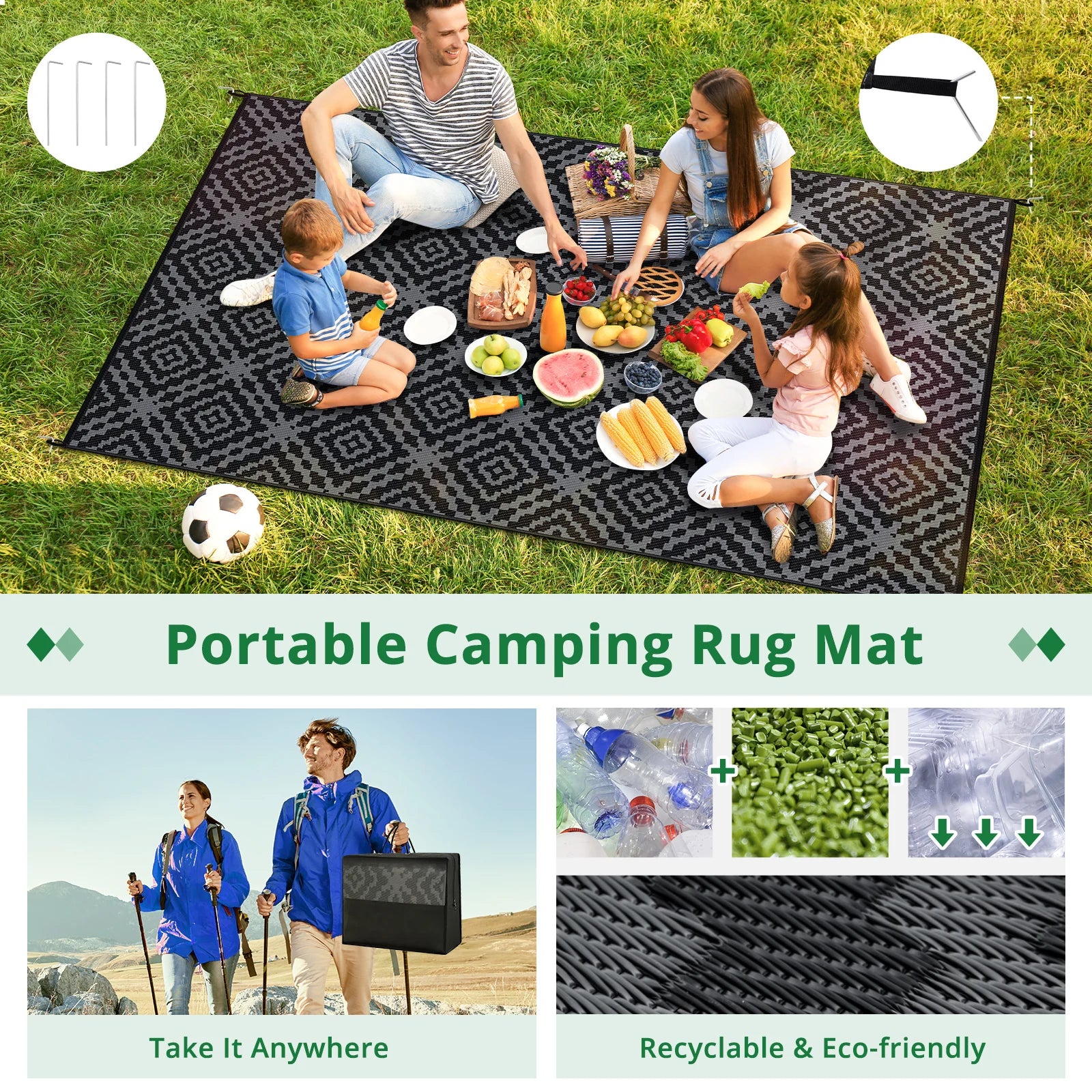 6x9FT Reversible Outdoor Rug