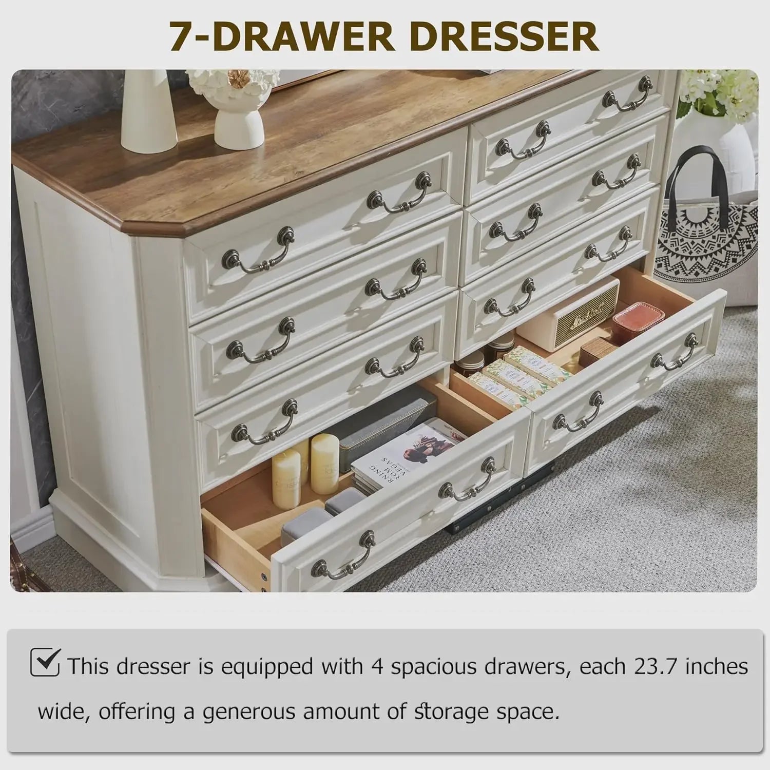 54" Wide Wood Rustic Chest of Drawers