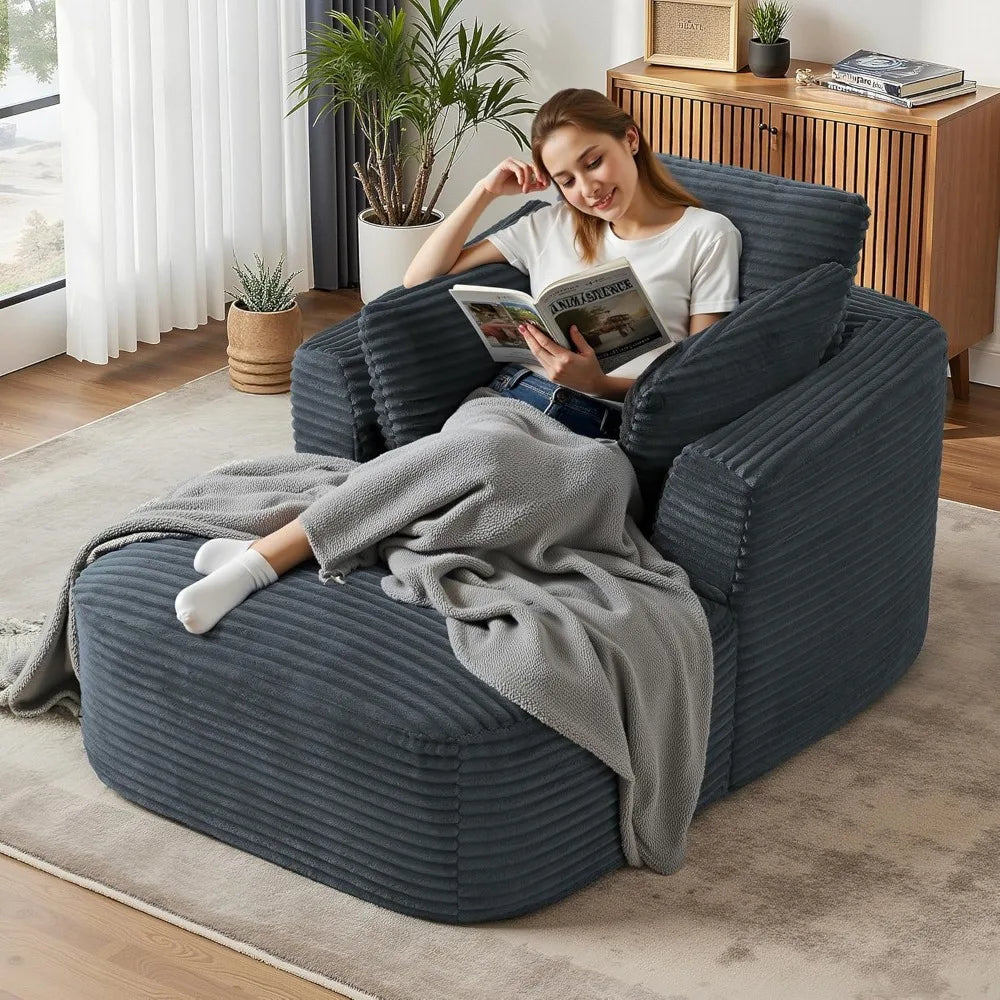 Oversized 65'' Corduroy Chaise Lounge Chair