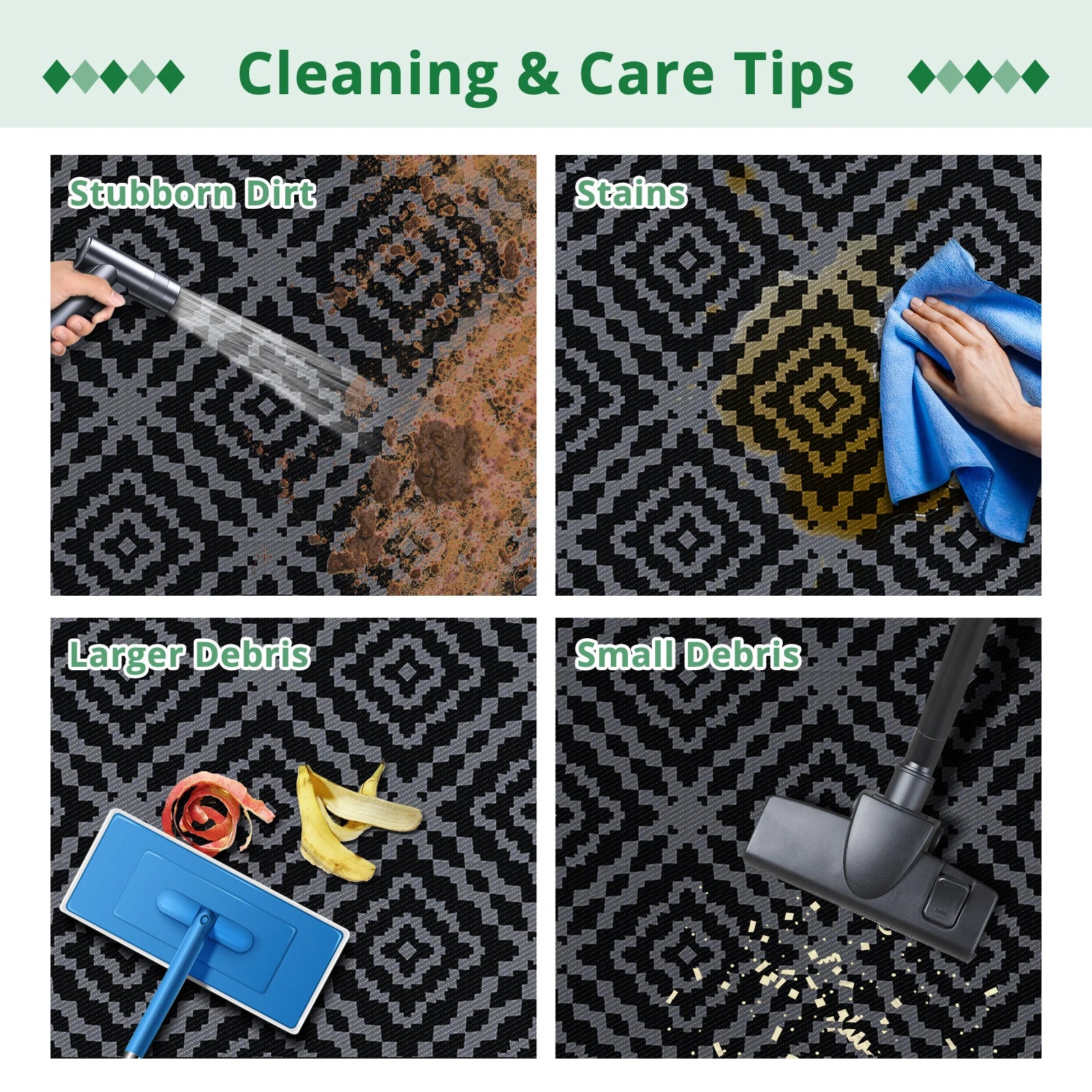 6x9FT Reversible Outdoor Rug