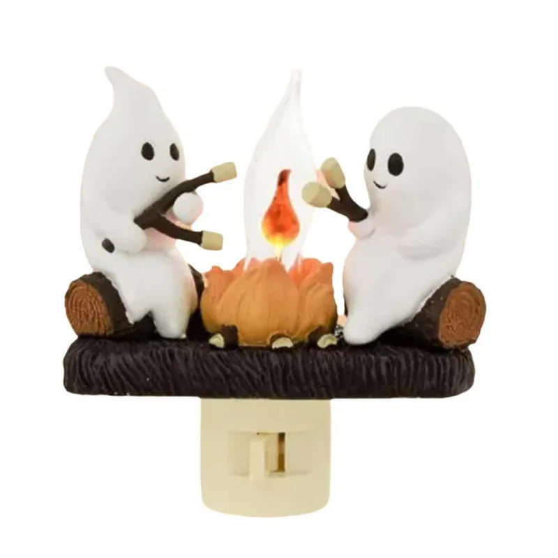 Adorable Ghost Roasting S'mores At Campfire Nightlight