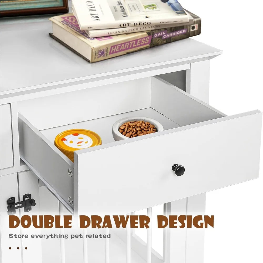 44 Inch Large Multi-functional Wooden Dog Kennel