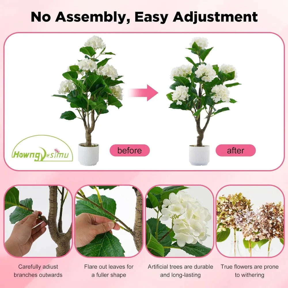 Artificial Hydrangea Tree - 2 Pack