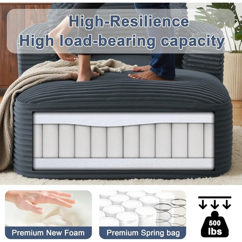 Oversized 65'' Corduroy Chaise Lounge Chair