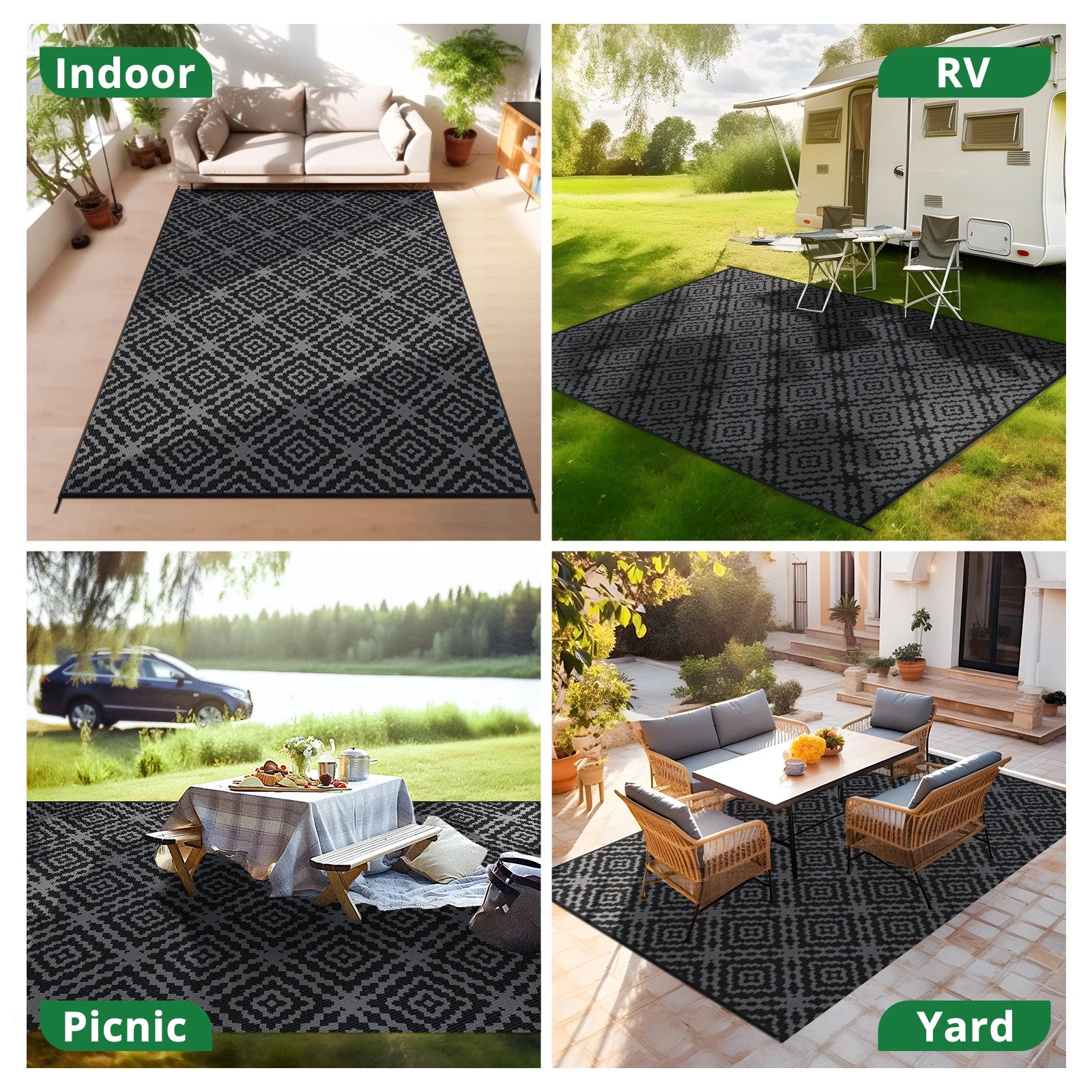 6x9FT Reversible Outdoor Rug