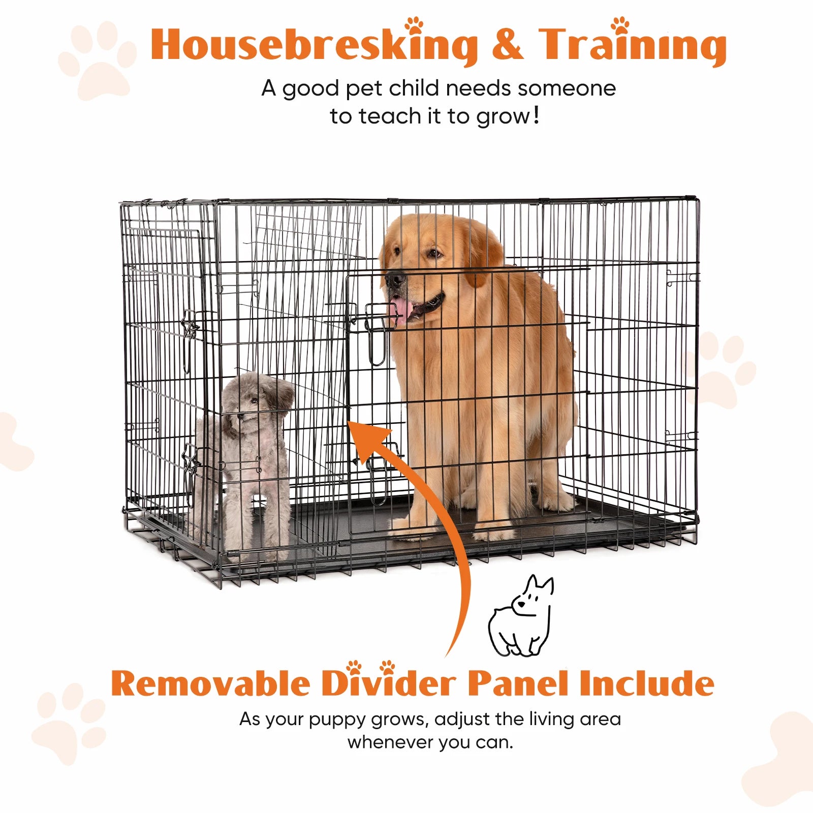 Double Door Folding Dog Cage