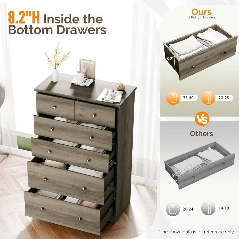 Tall Dresser - 6 Drawer Chest of Drawers