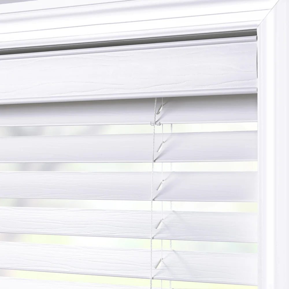 Cordless Horizontal Faux Wood Blinds - 47x64 Inches