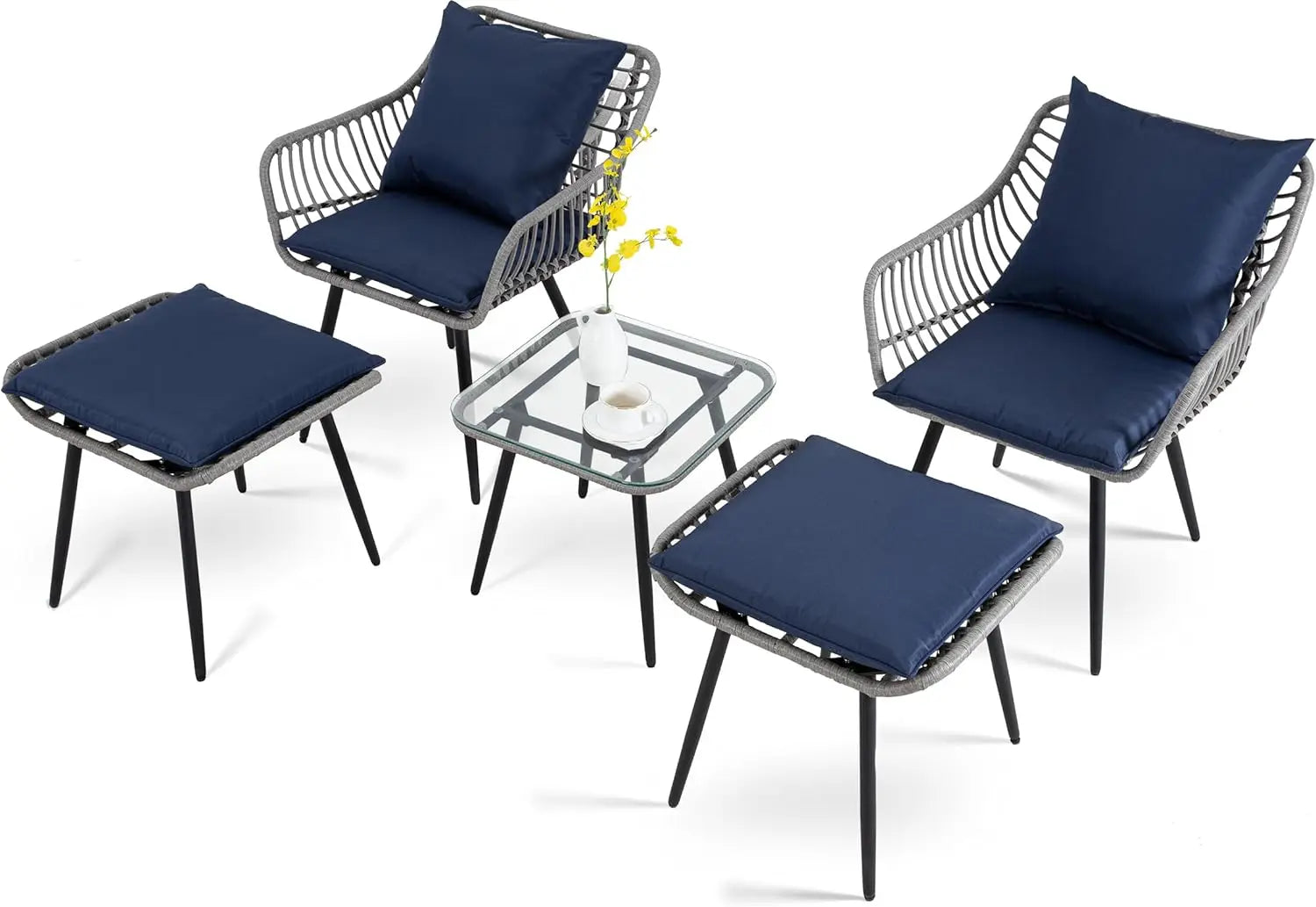 5 Piece Wicker Patio Set