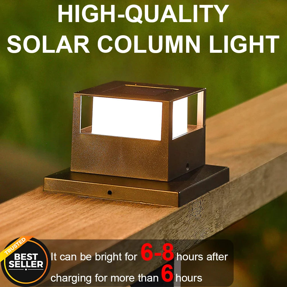 Solar Powered Outdoor Post Light Column Fence