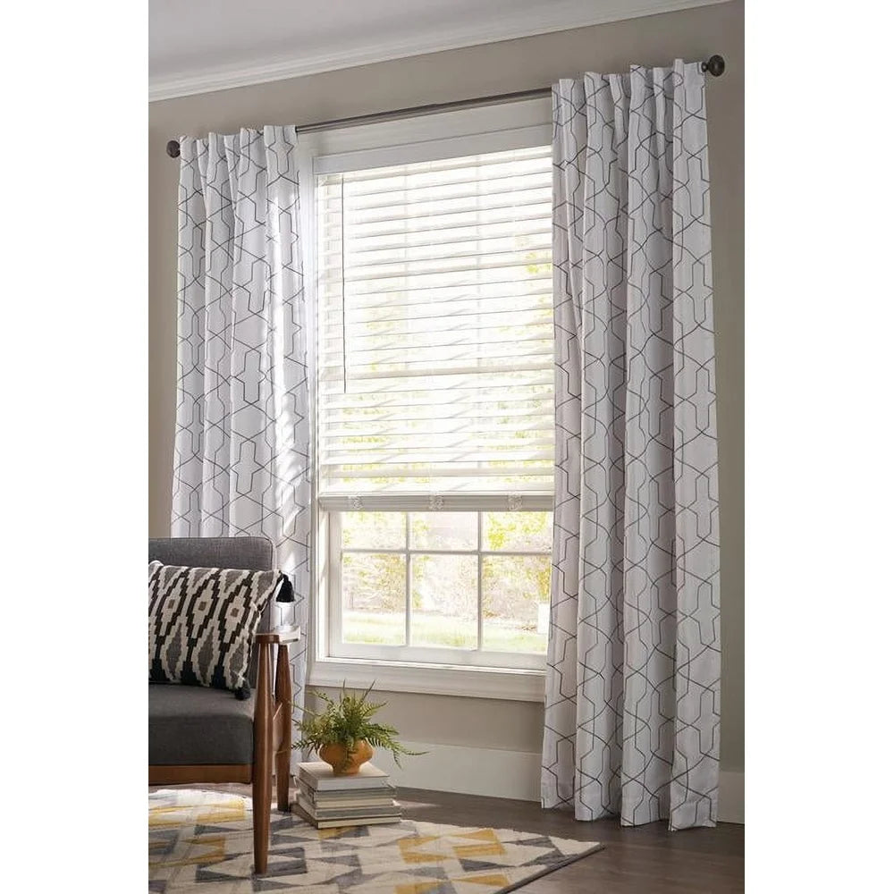 Cordless Horizontal Faux Wood Blinds - 47x64 Inches