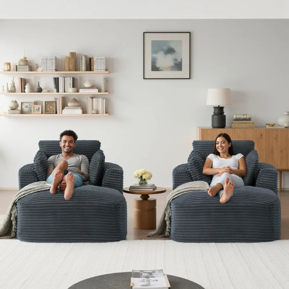 Oversized 65'' Corduroy Chaise Lounge Chair