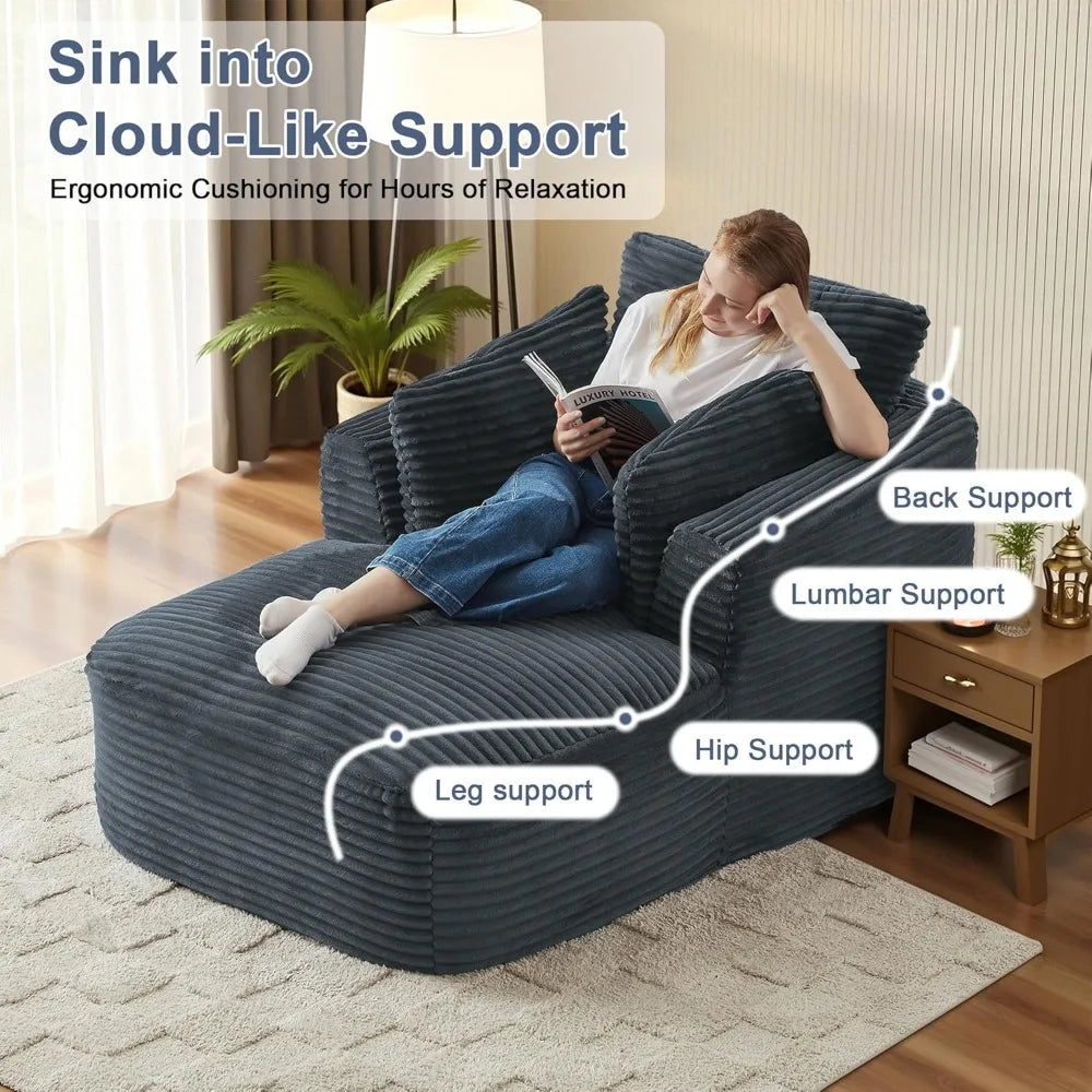 Oversized 65'' Corduroy Chaise Lounge Chair