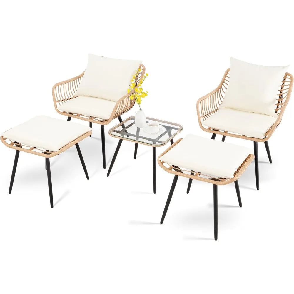 5 Piece Wicker Patio Set