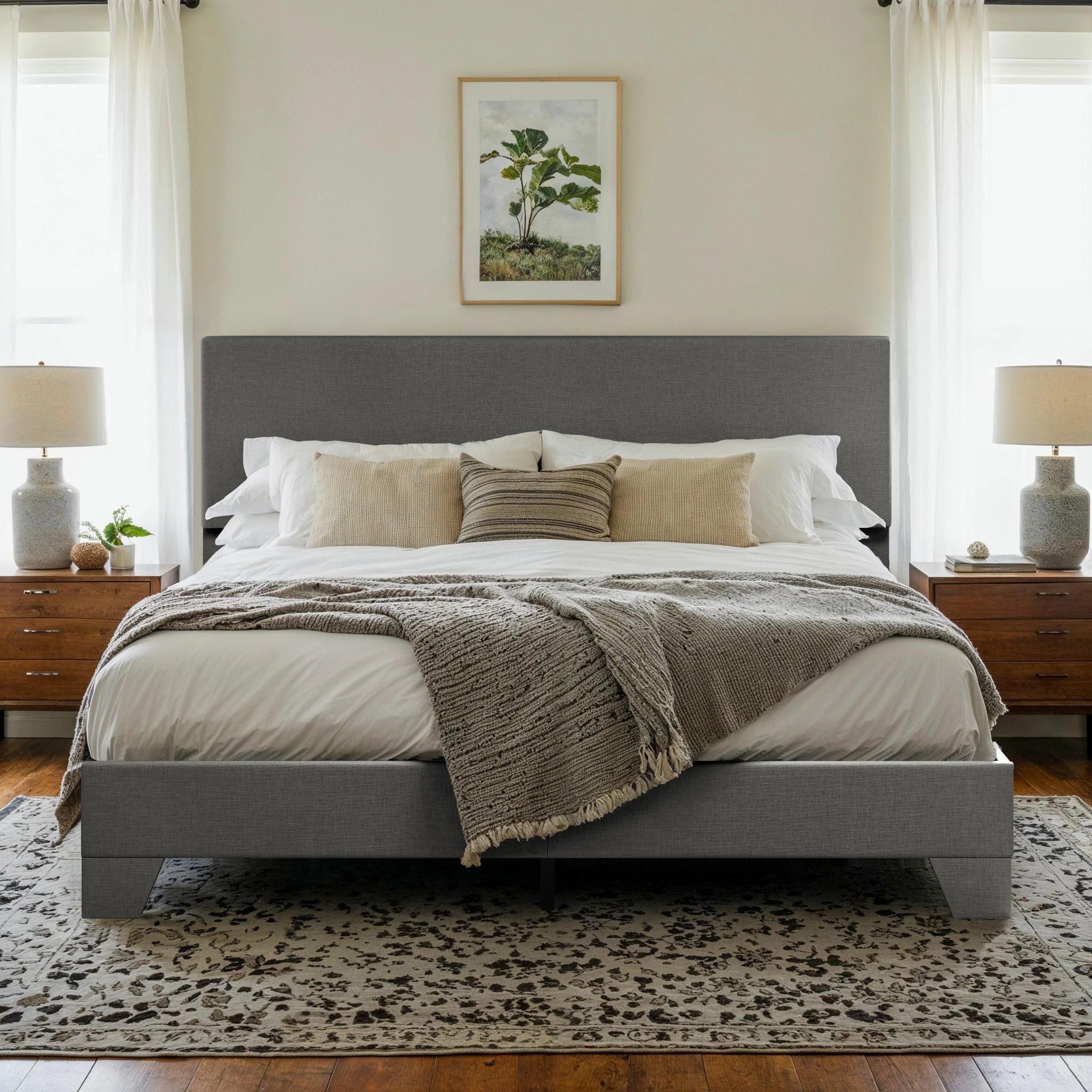 Adjustable Upholstered Headboard & Bed Frame