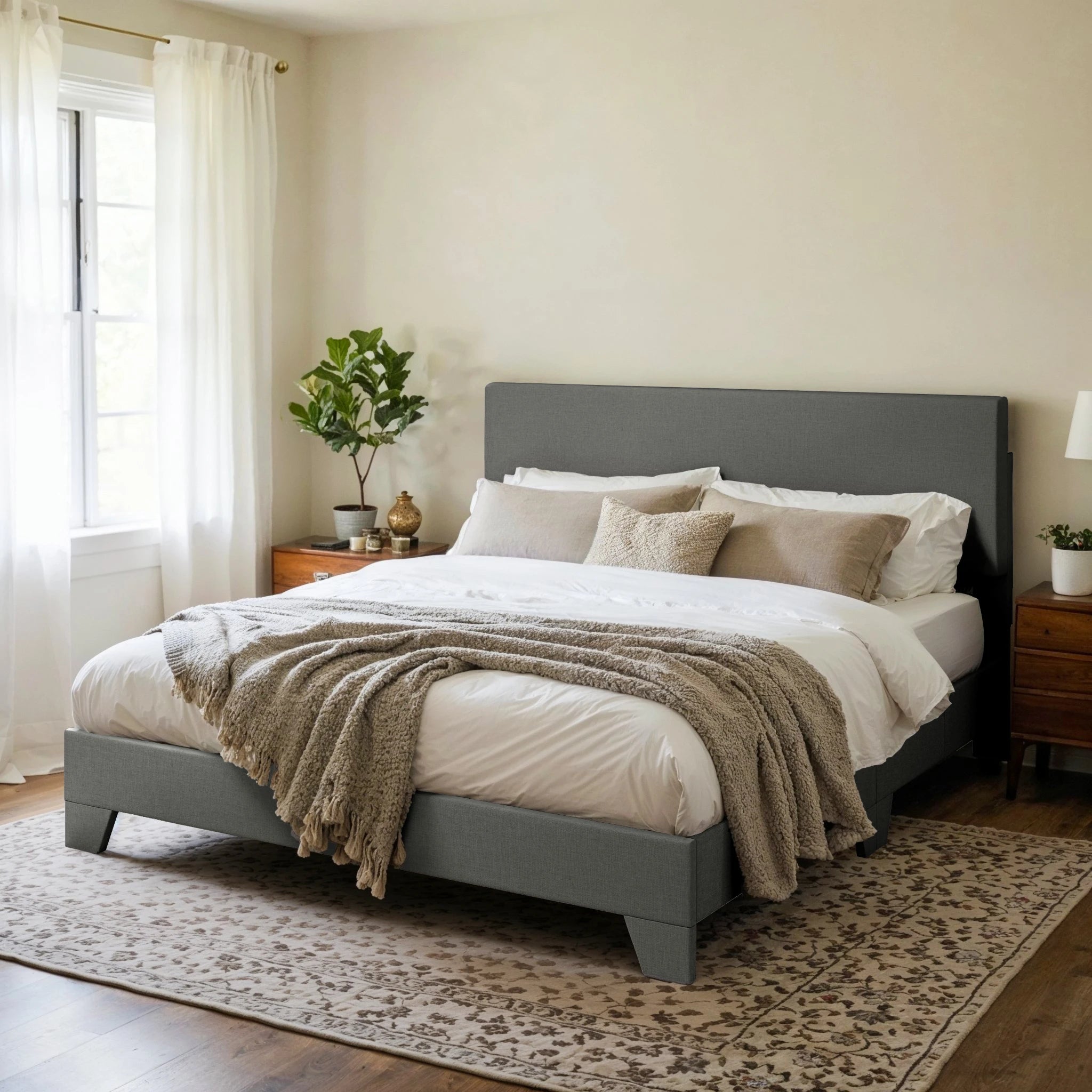 Adjustable Upholstered Headboard & Bed Frame