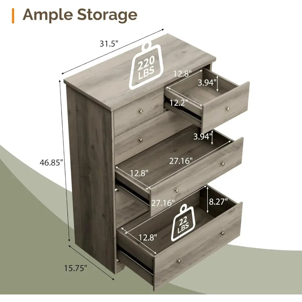 Tall Dresser - 6 Drawer Chest of Drawers