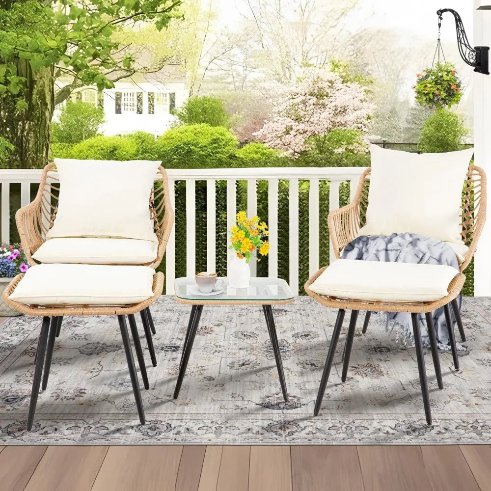 5 Piece Wicker Patio Set