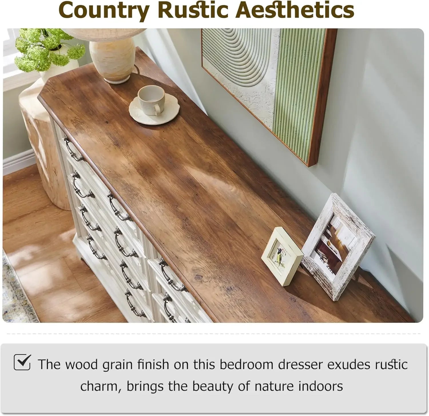 54" Wide Wood Rustic Chest of Drawers