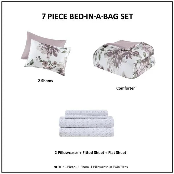 Floral Mauve Bed in a Bag Set