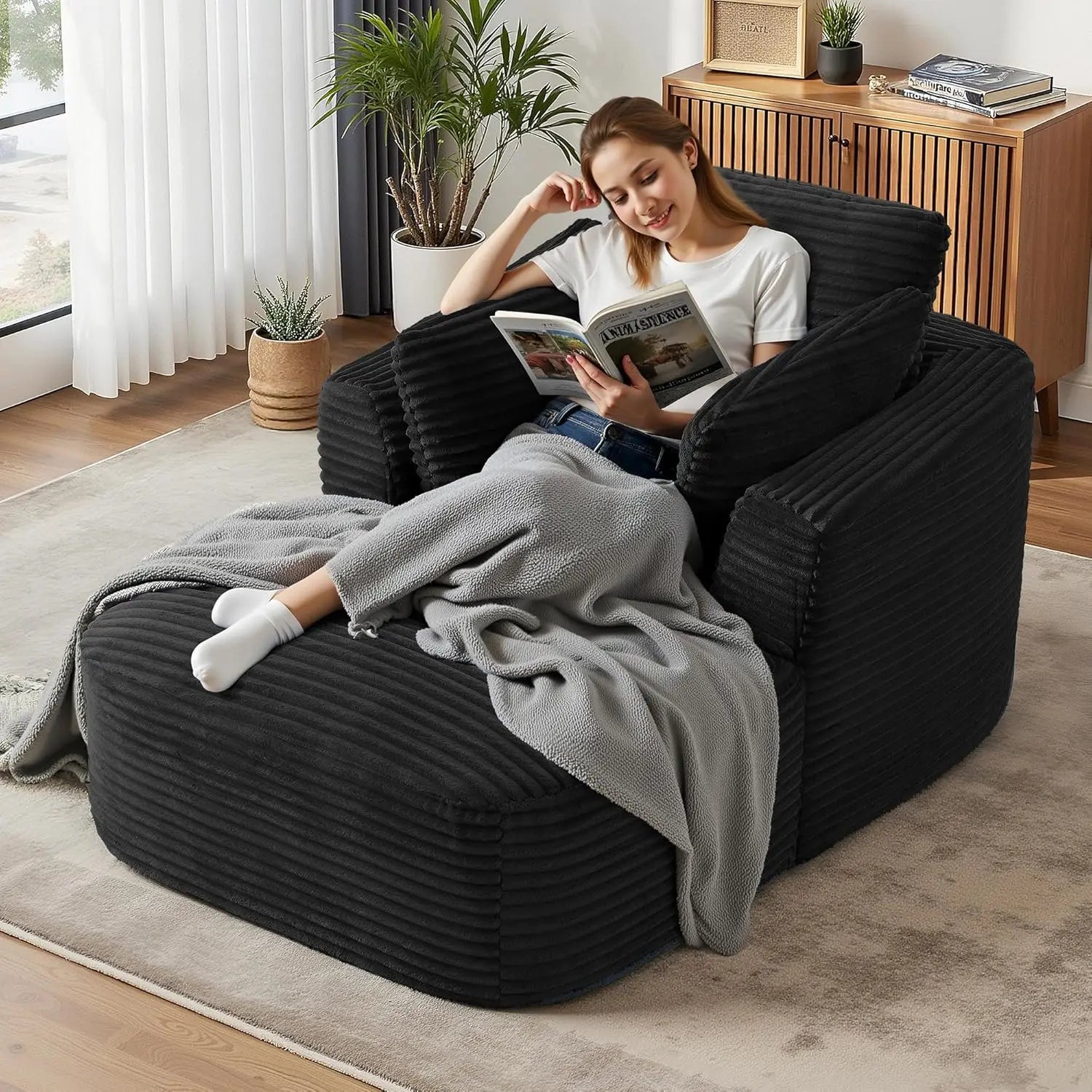 Oversized 65'' Corduroy Chaise Lounge Chair