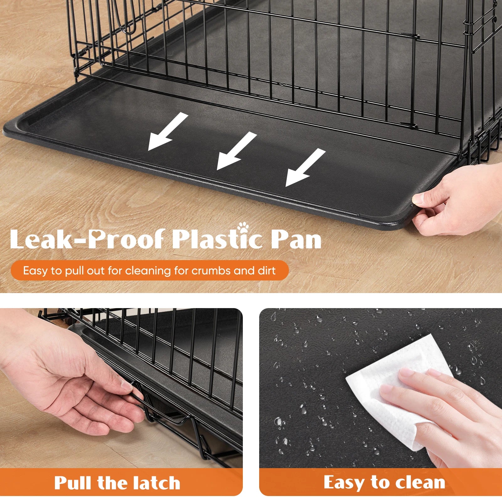Double Door Folding Dog Cage