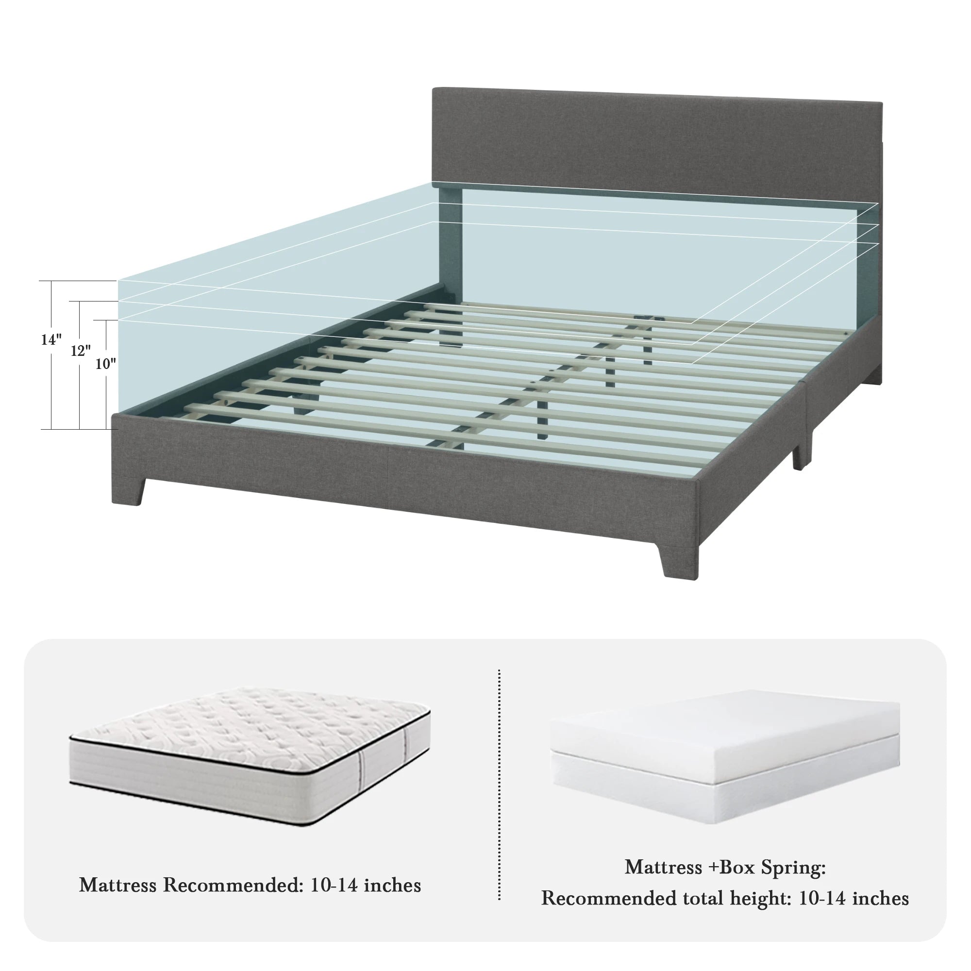 Adjustable Upholstered Headboard & Bed Frame
