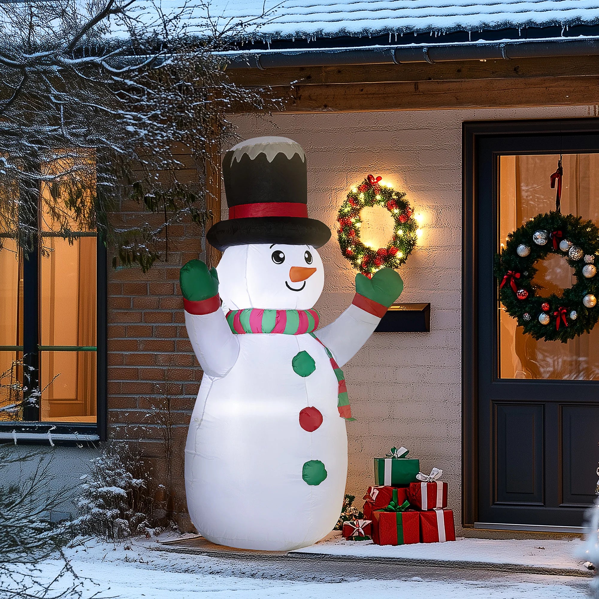 Outsunny 6' Christmas Inflatable Snowman with Led Lights for Indoor Outdoor
