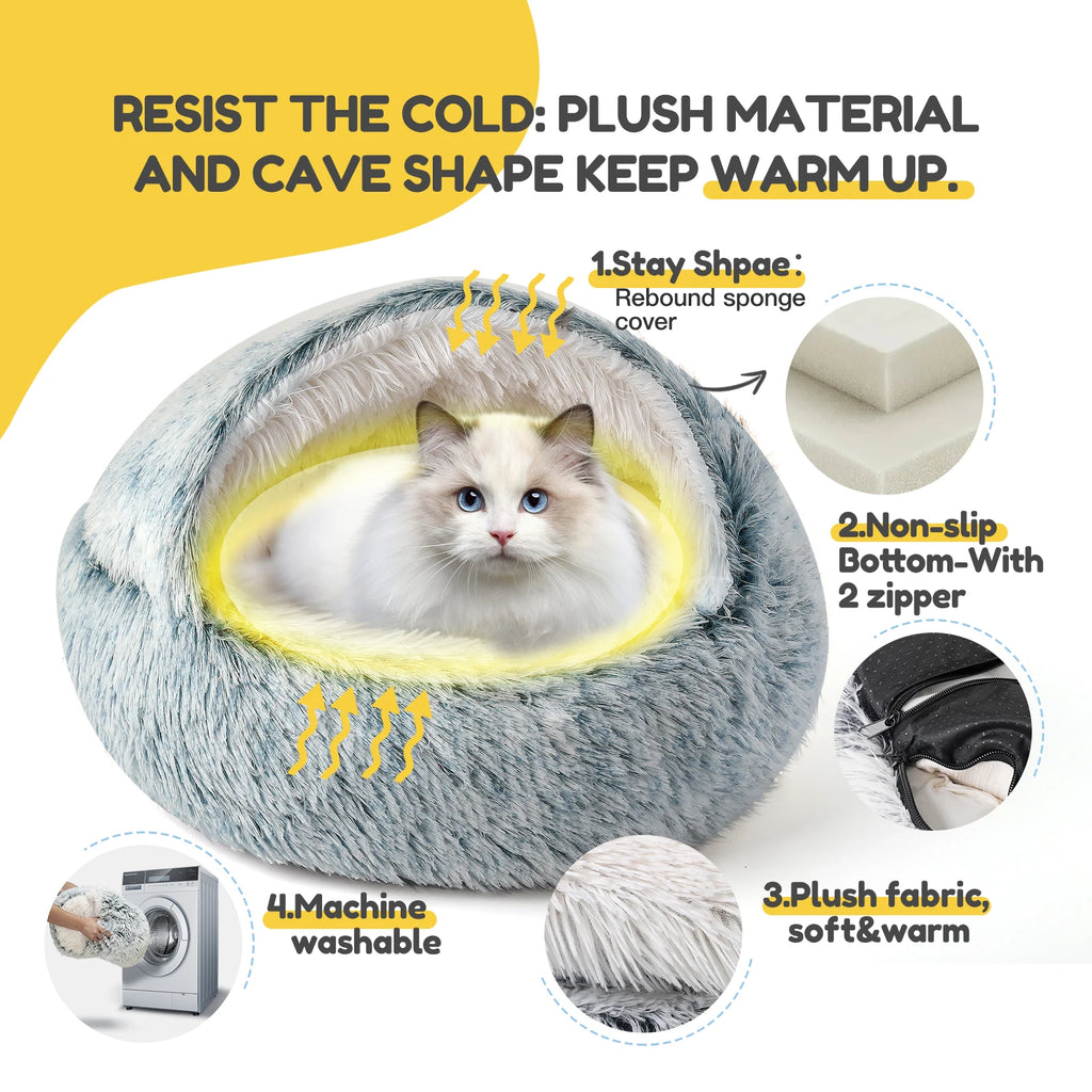 25'' Soft Comfortable Semi-enclosed Cat/Dog Nest