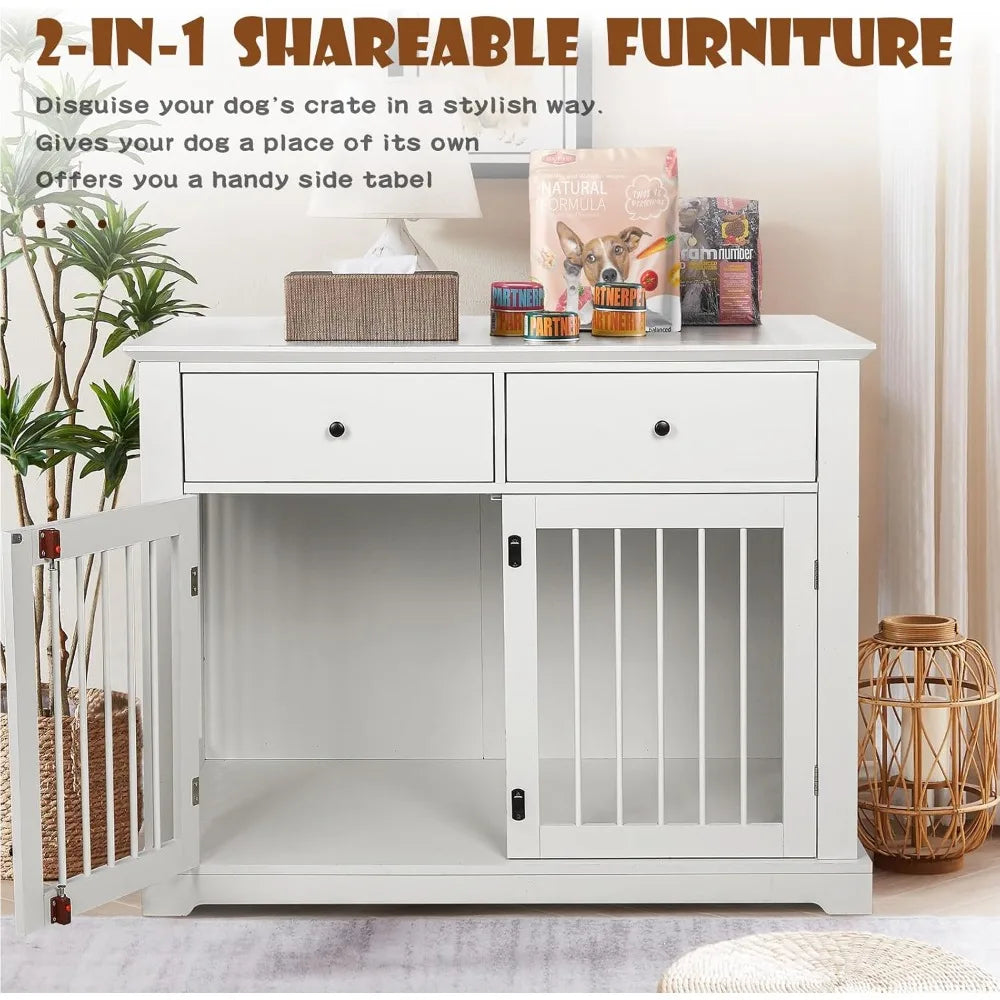 44 Inch Large Multi-functional Wooden Dog Kennel