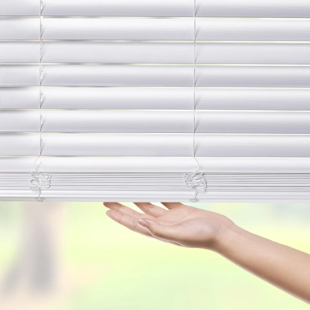Cordless Horizontal Faux Wood Blinds - 47x64 Inches