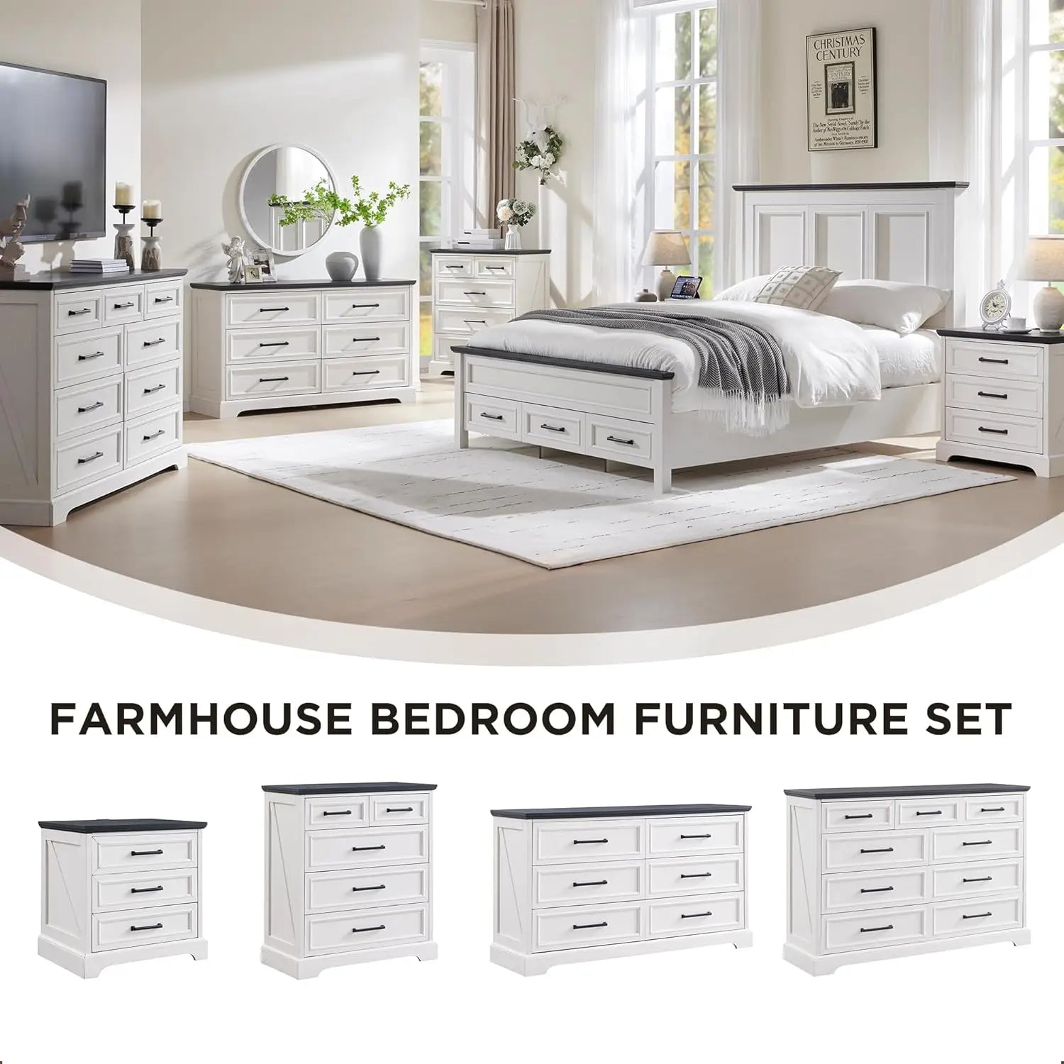 Farmhouse Nightstand with Charging Station