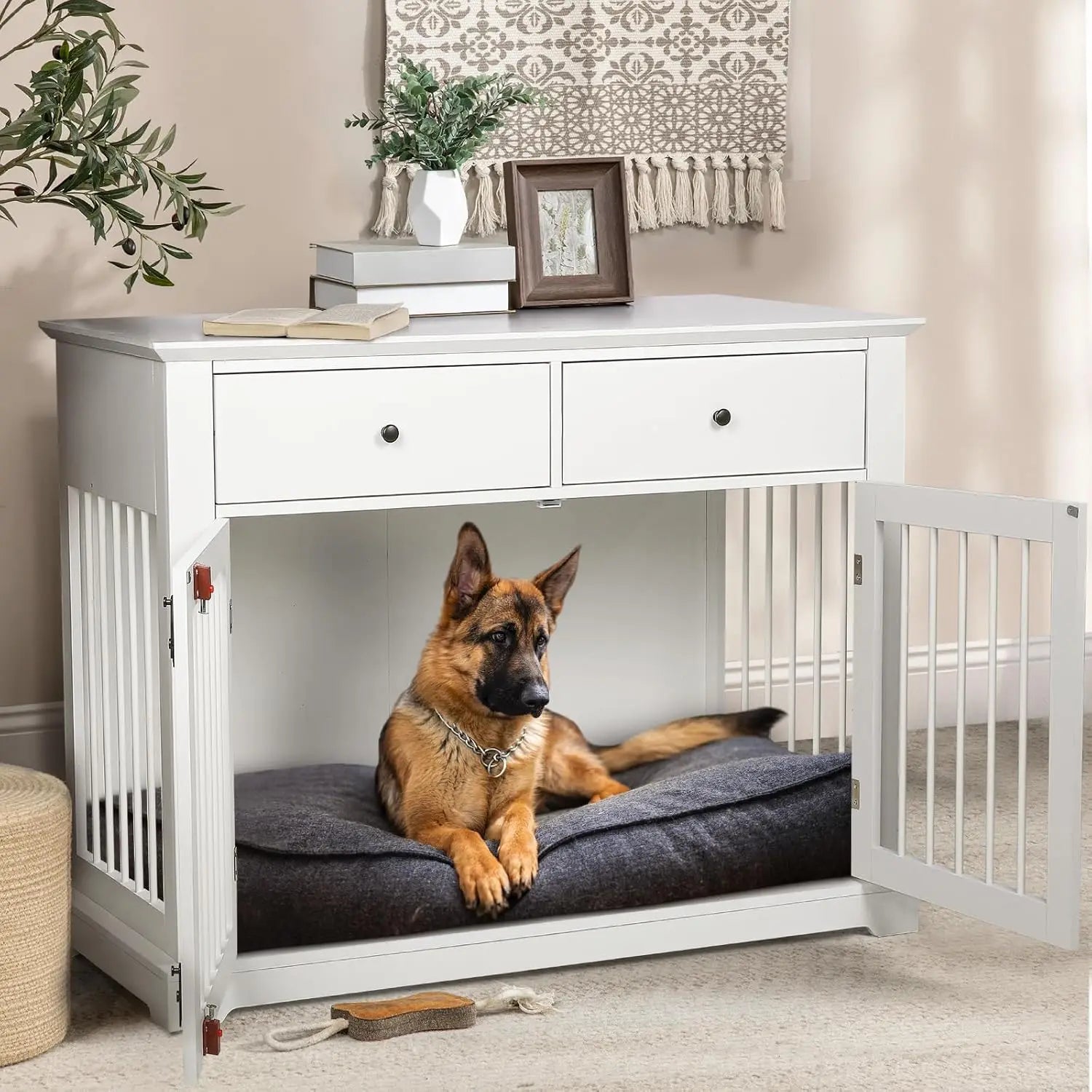 44 Inch Large Multi-functional Wooden Dog Kennel