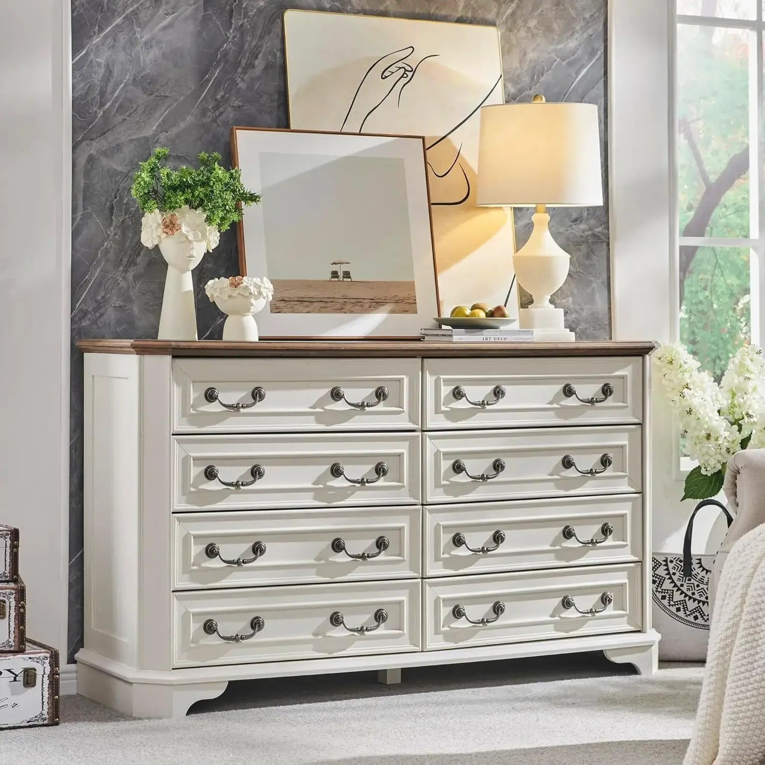 54" Wide Wood Rustic Chest of Drawers