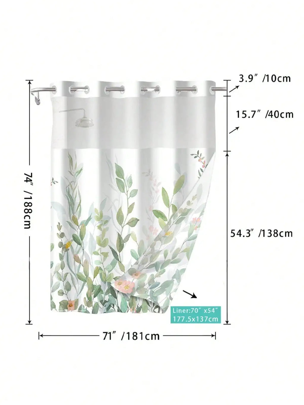 Waterproof Shower Curtain with built-in grommets