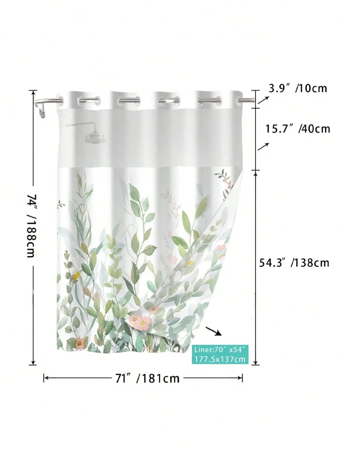 Waterproof Shower Curtain with built-in grommets