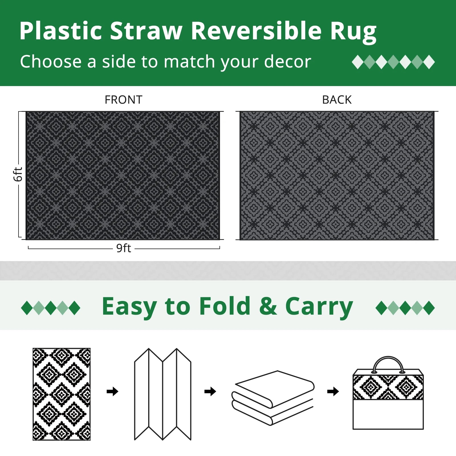 6x9FT Reversible Outdoor Rug