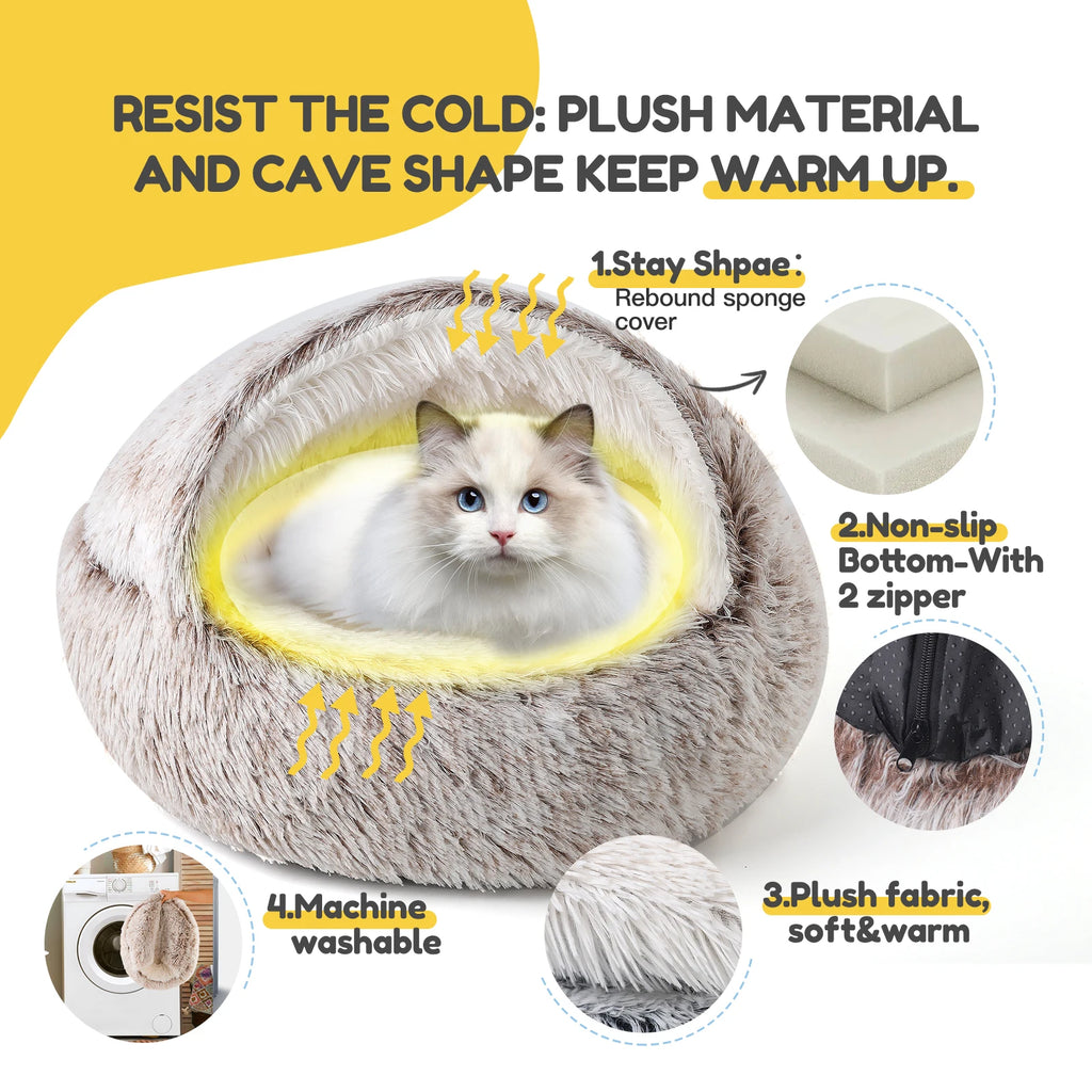 25'' Soft Comfortable Semi-enclosed Cat/Dog Nest