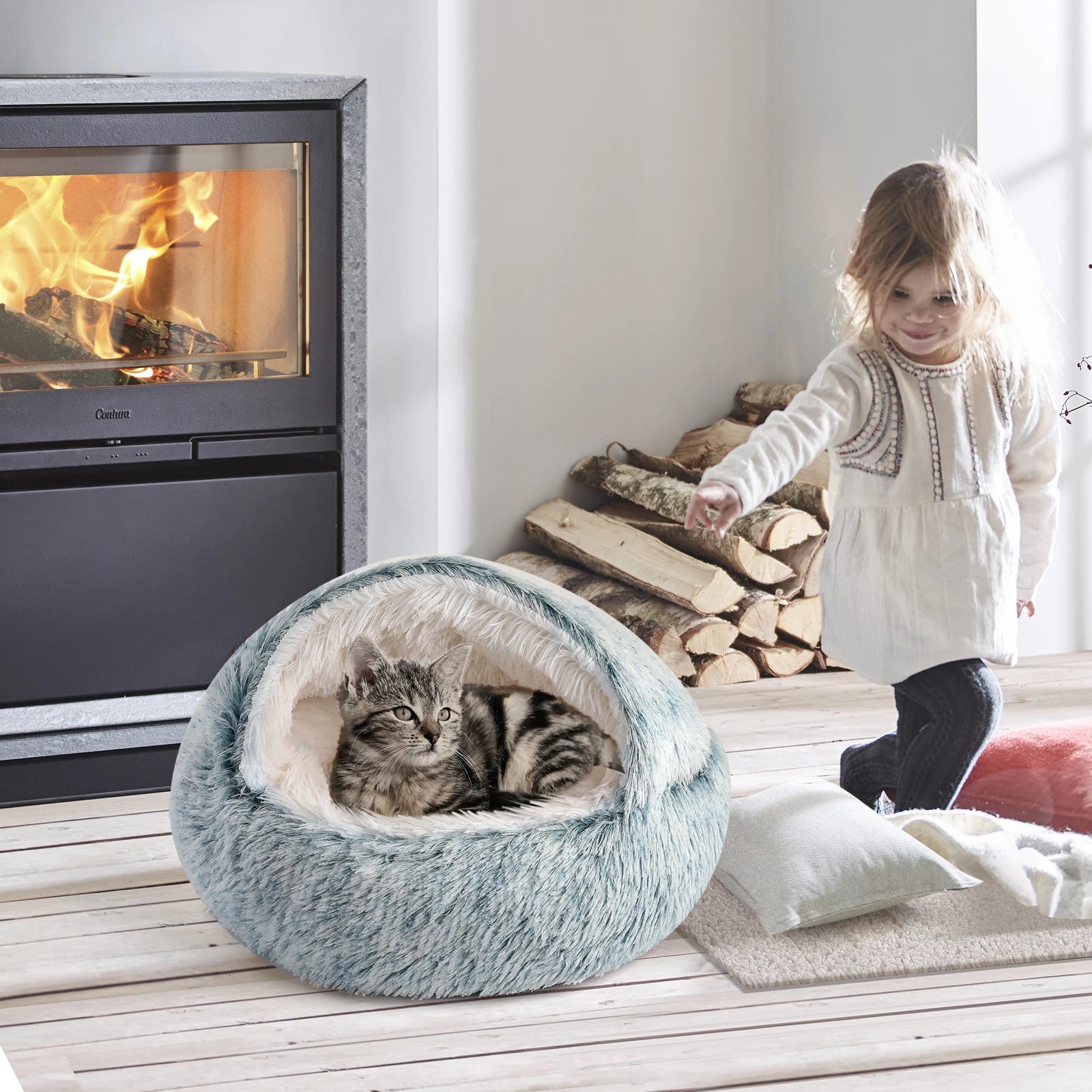 25'' Soft Comfortable Semi-enclosed Cat/Dog Nest