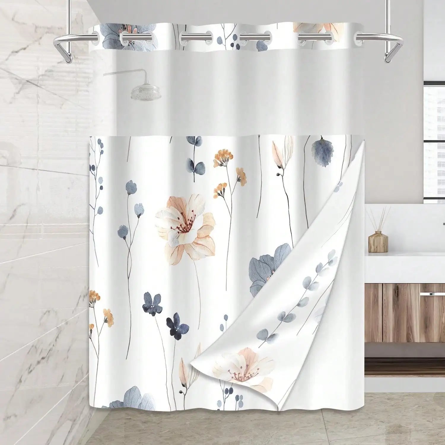 Waterproof Shower Curtain with built-in grommets