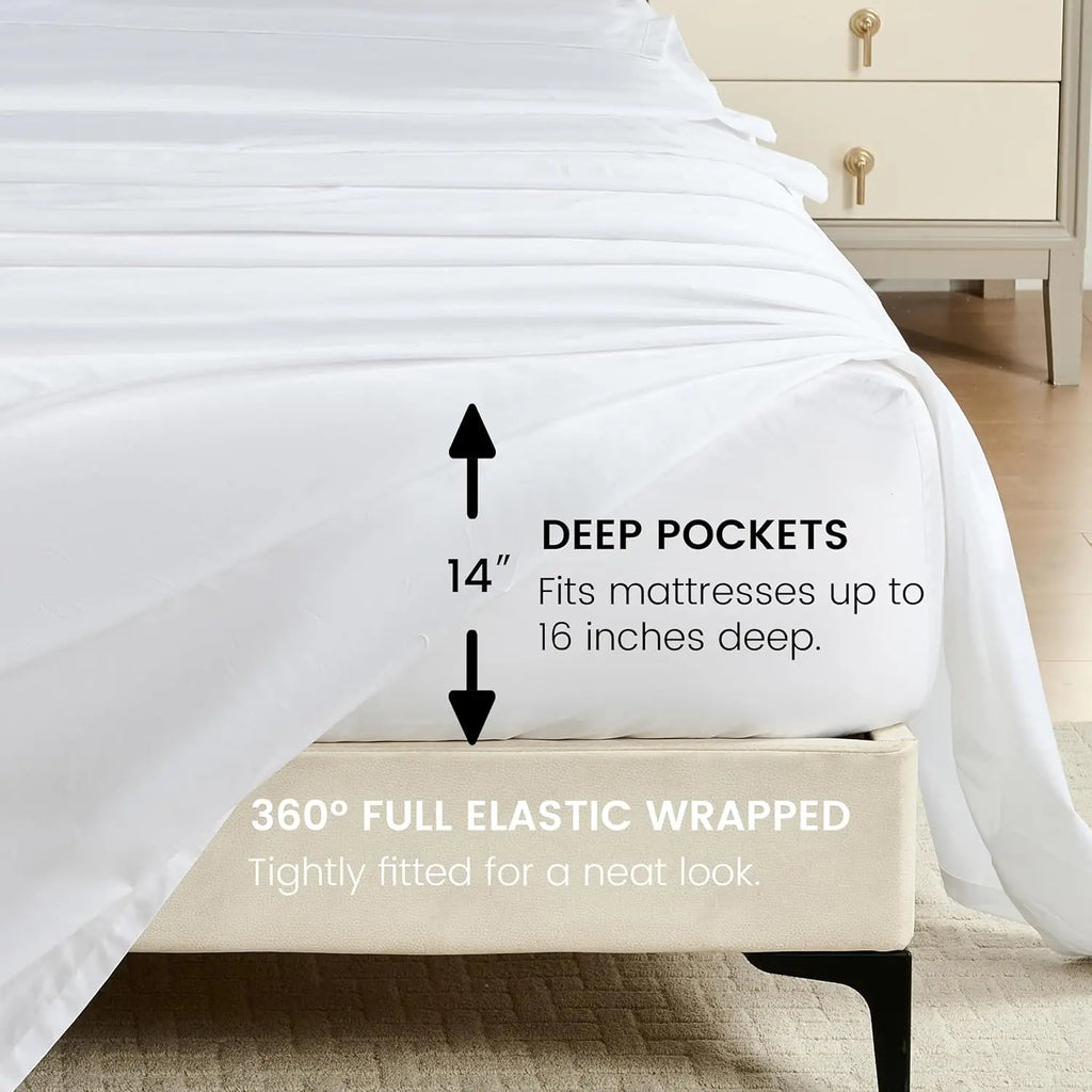 100% Egyptian Cotton 4 Pc Bed Sheet Set