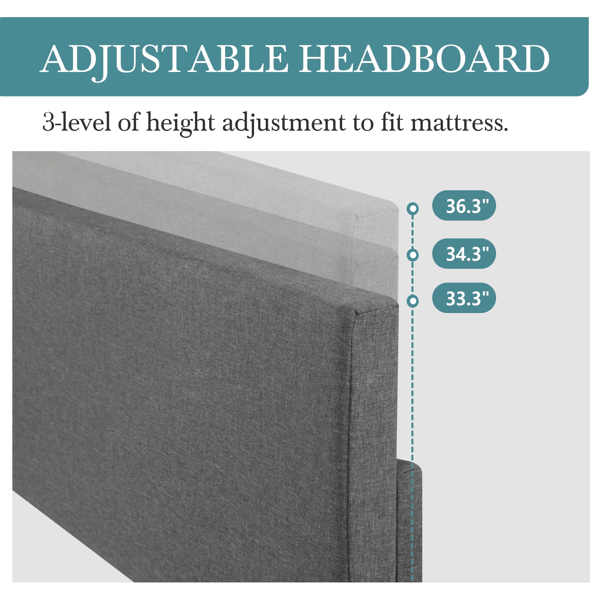 Adjustable Upholstered Headboard & Bed Frame