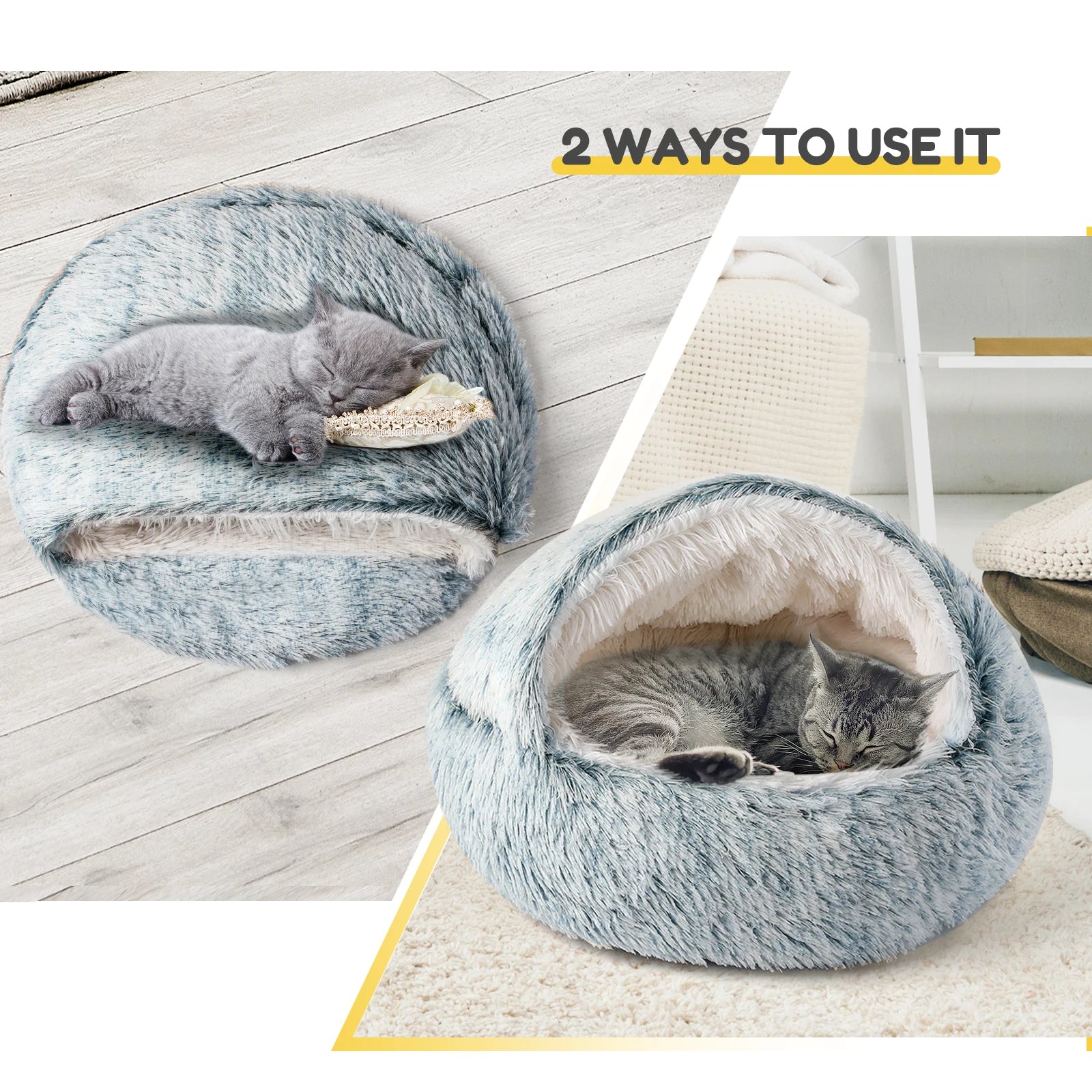 25'' Soft Comfortable Semi-enclosed Cat/Dog Nest