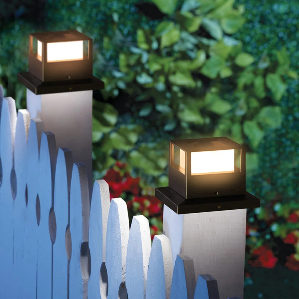 Solar Powered Outdoor Post Light Column Fence