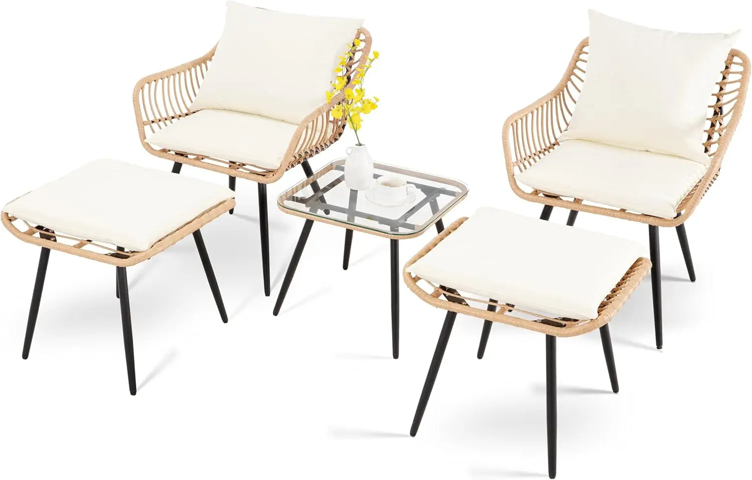 5 Piece Wicker Patio Set
