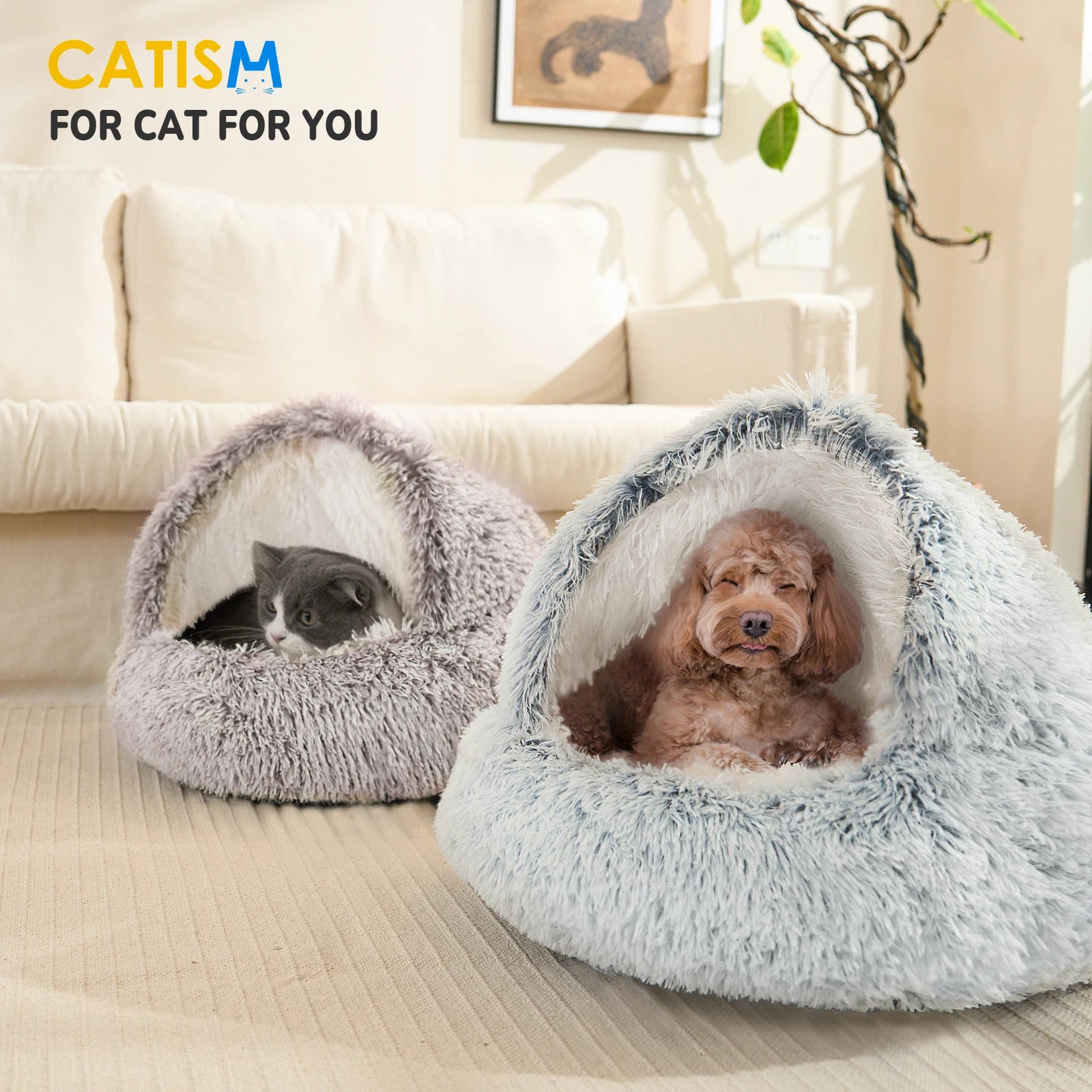 25'' Soft Comfortable Semi-enclosed Cat/Dog Nest